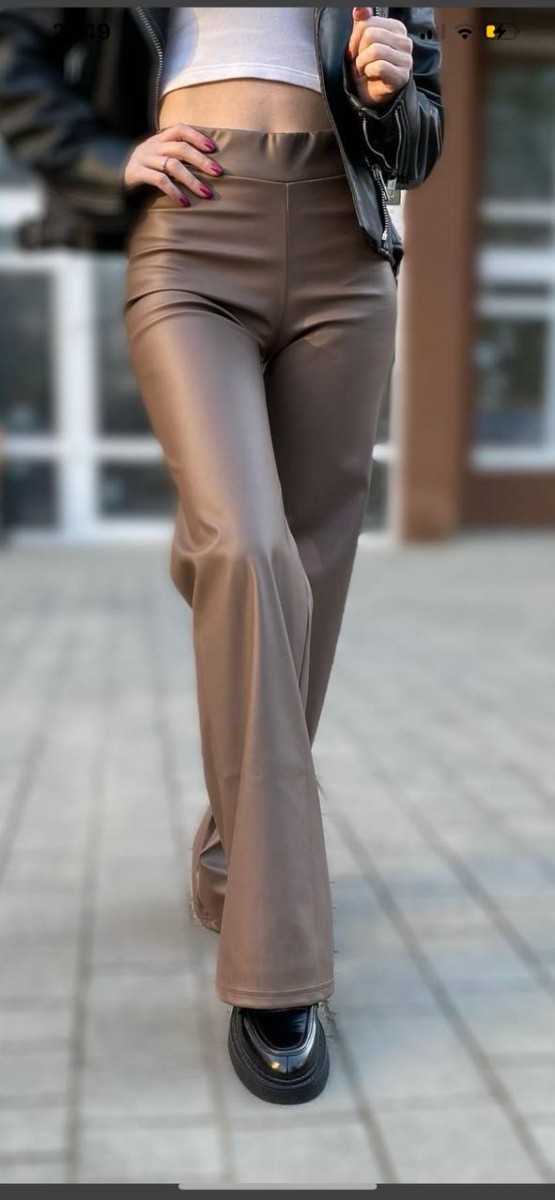 Женские штаны палаццо с эко кожа