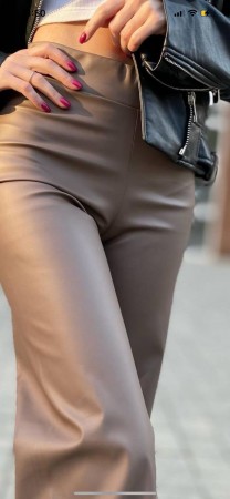 Женские штаны палаццо с эко кожа